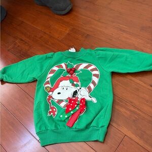 Green Snoopy Candy Cane Heart Holiday Sweatshirt